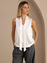 [White] SilkSilky-AU Sleeveless Tie Neck Camisole 003