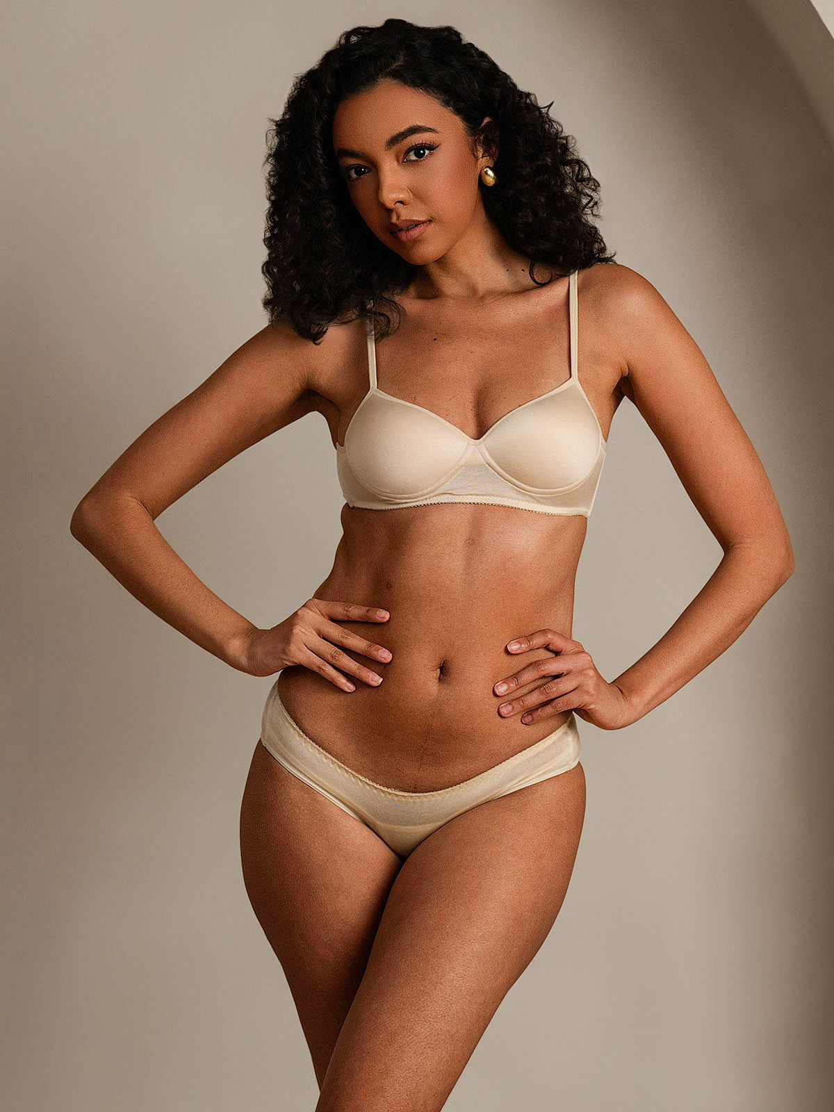 SilkSilky-AU Silk Knitted Bra&Panty Set Beige 003