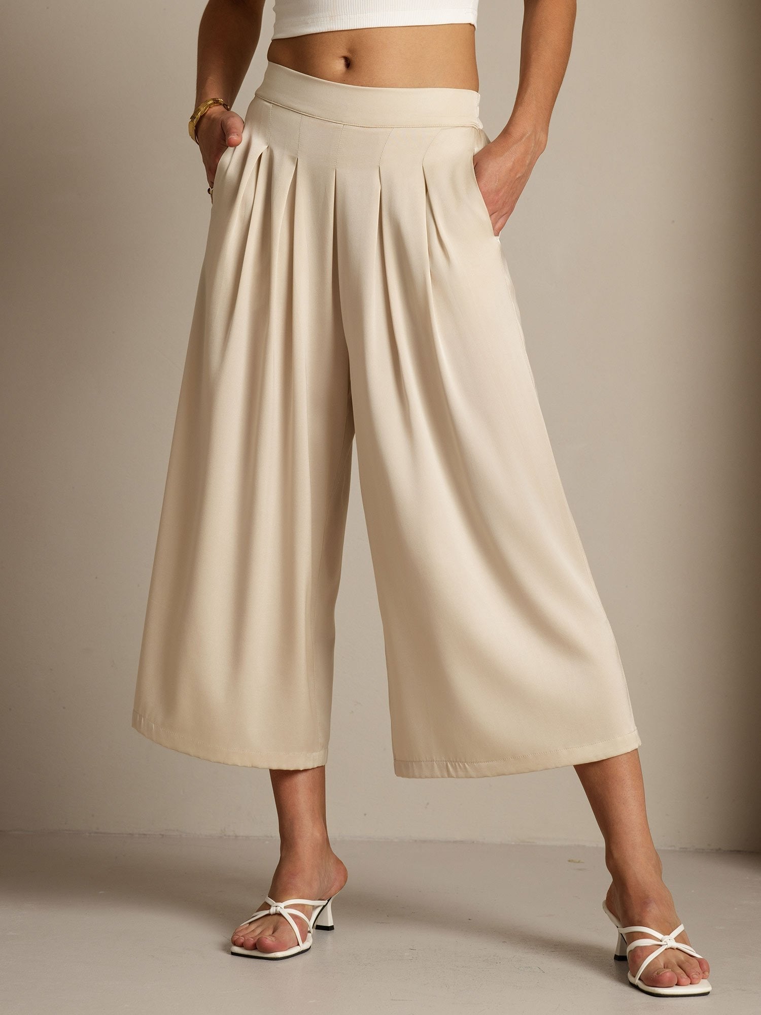 [Beige] SilkSilky-AU 19Momme Silk Womens Pants 001