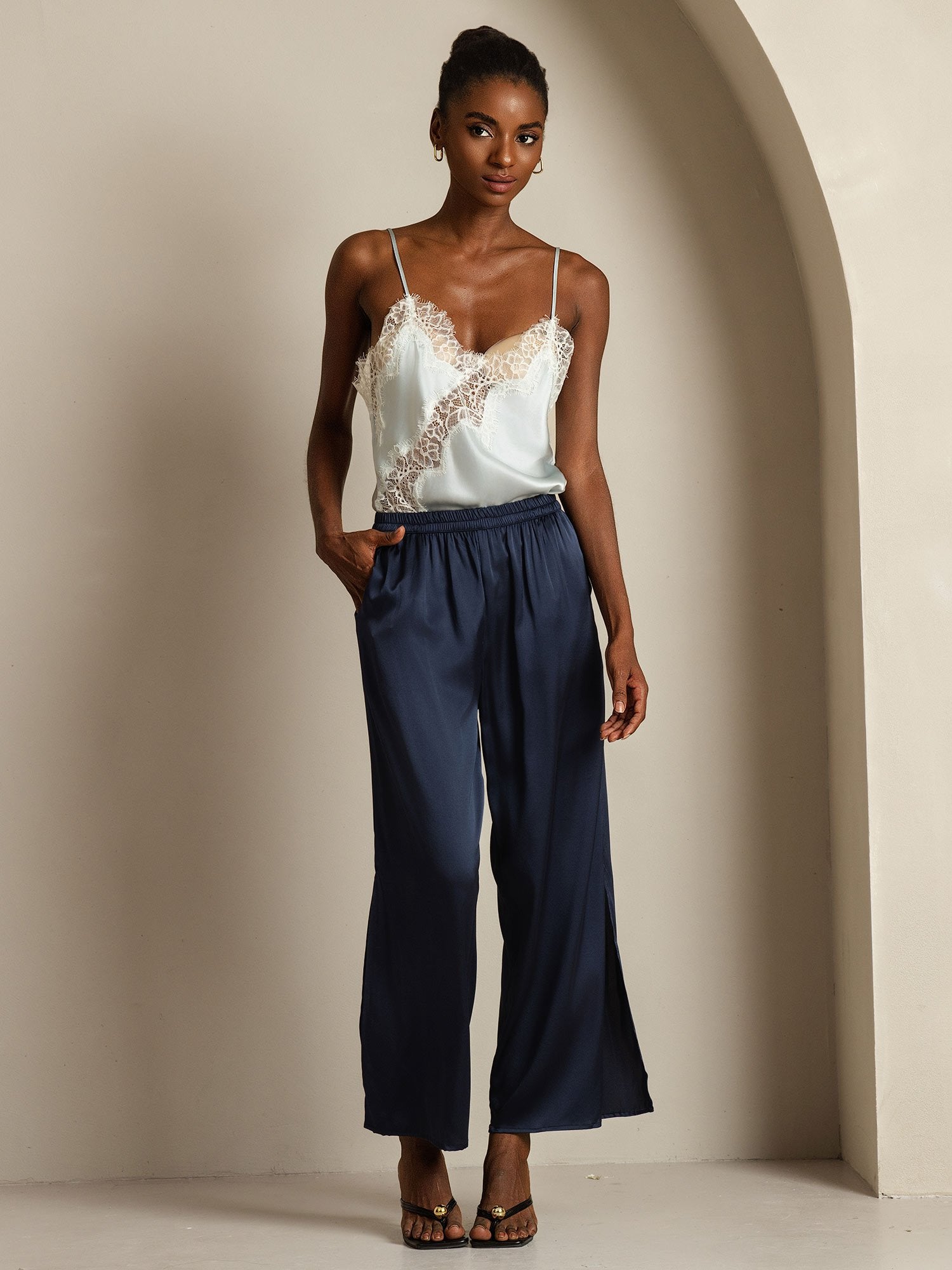 [LightBlue] SilkSilky-AU Pure Silk Camisoles 009