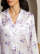 [Lilac Bloom] SilkSilky-AU Pure Silk Notch Collar Women's Pyjamas 005,