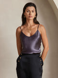 SilkSilky AU Pure Silk Sleeveless V Neck Camisole PurpleGray 006