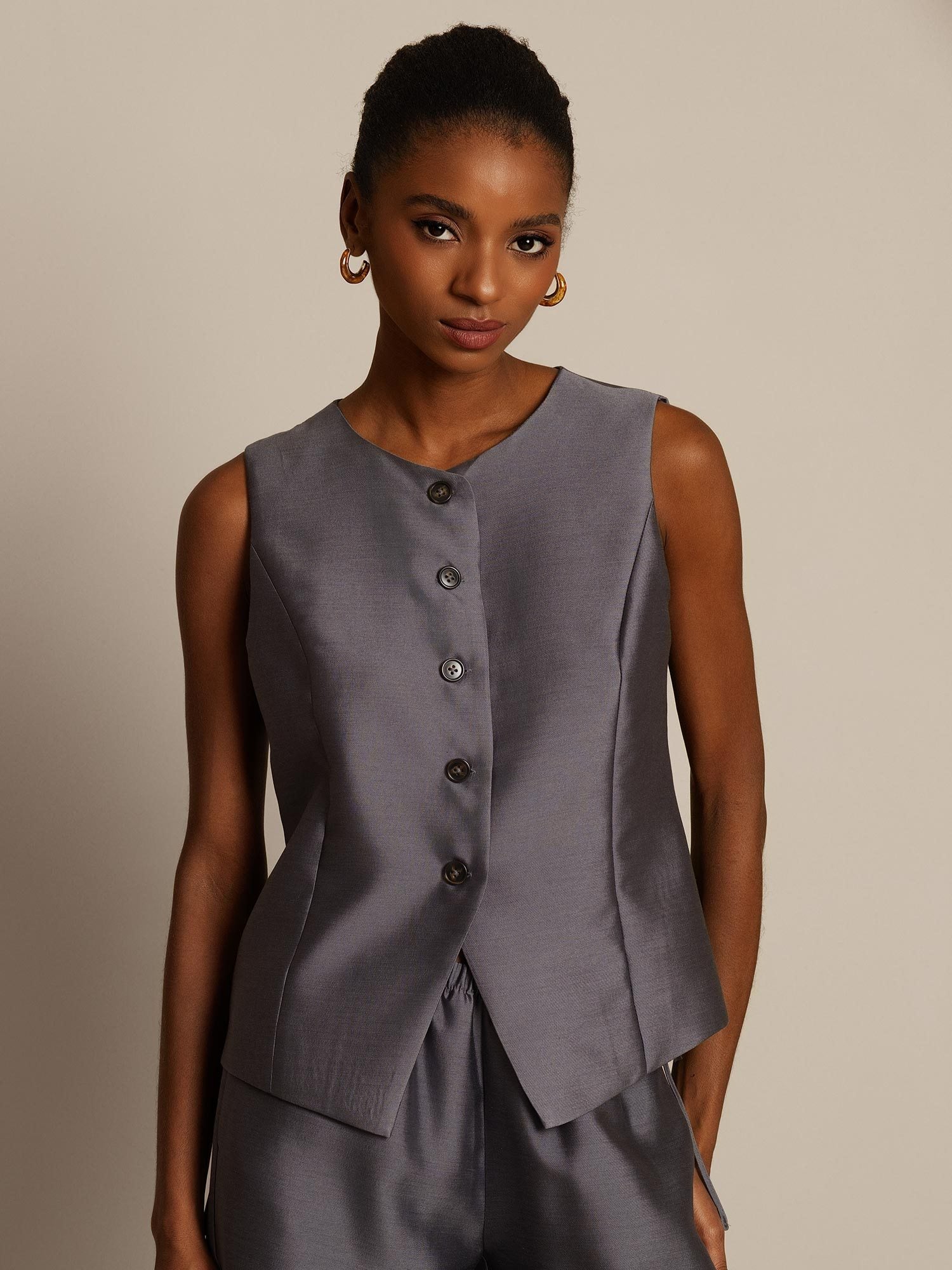 [Gray] SilkSilky-AU 32Momme Wool Womens Vest 003,