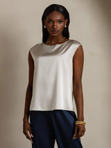 [Light Gray] SilkSilky-AU Cap Sleeve Round Neck Women's T-Shirt 001