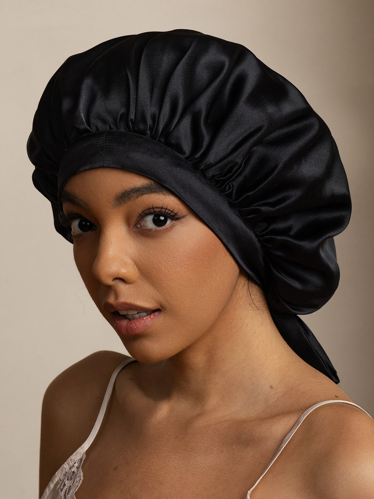 SilkSilky-AU Pure Silk Sleep Cap Black 001