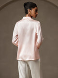 SilkSilky AU 19Momme Silk Long Sleeve Collar Women's Shirt Pink 002