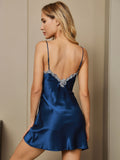 SilkSilky AU Pure Silk Sleeveless V Neck Nightgown Blue 005