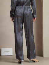 [Navy Ginkgo] SilkSilky-AU 19Momme Silk Womens Pants 002