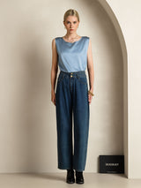 [Grayish Blue] SilkSilky-AU Sleeveless Round Neck Camisole 007