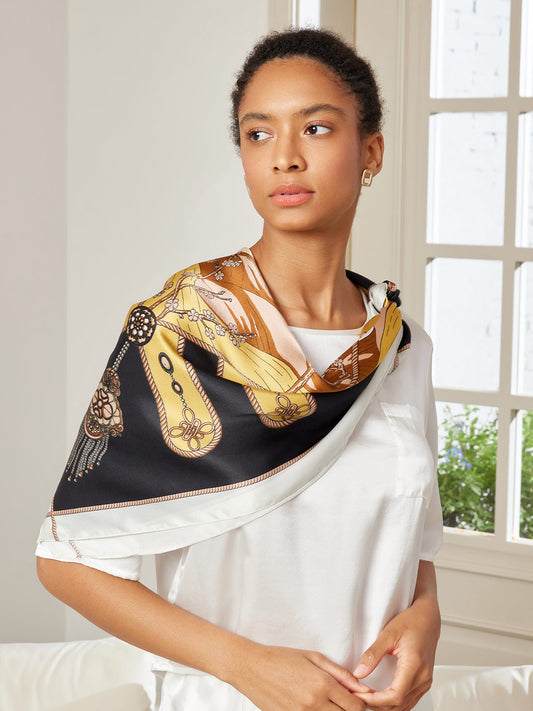 SilkSilky AU Pure Silk Scarf Black 001