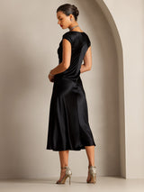 [Black] SilkSilky-AU Cap Sleeve Dress 002