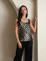 [Leopard] SilkSilky-AU 19Momme Silk U Neck Camisole 005,