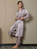 SilkSilky AU Pure Silk Long Sleeve Lapel Men's Dressing Gown PaleMauve 005