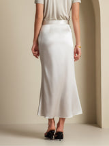 [Light Gray] SilkSilky-AU 19Momme Stretch Silk Charmeuse Skirt 003