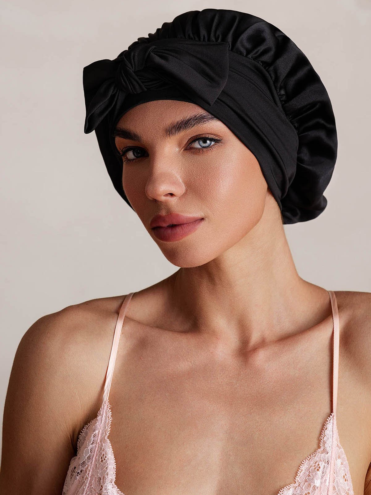 SilkSilky-AU Pure Silk Sleep Cap Black 003