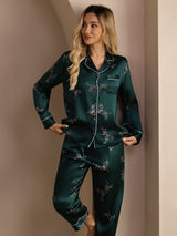 [Emerald Zebra] SilkSilky-AU Long Sleeve Lapel Collar Women's Pyjamas 004