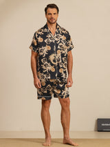 [Black Dragon] SilkSilky-AU Short Sleeve Lapel Collar Men's Pyjamas 003