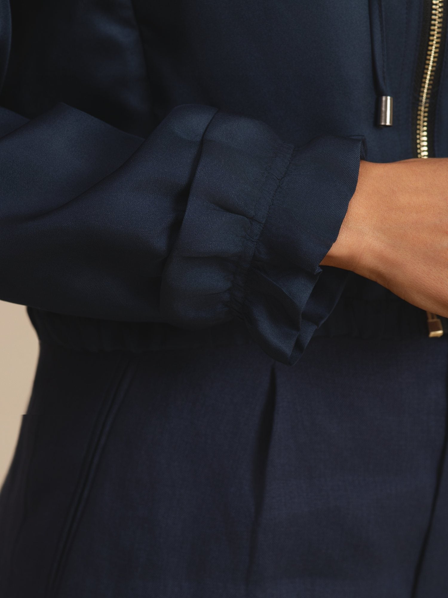 [DarkBlue] SilkSilky-AU 18Momme Silk Satin Surah Long Sleeve High Neck Women's Outerwear 007