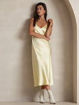 [Light Yellow] SilkSilky-AU Sleeveless V Neck Nightgown 006