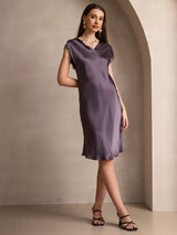 [Purple Gray] SilkSilky-AU Cap Sleeve V Neck Nightgown 001