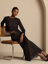 [Black] SilkSilky-AU Pure Silk Long Sleeve Round Neck Women''s Outfit Sets 006