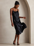 SilkSilky AU Pure Silk Sleeveless Round Neck Dress Black 006