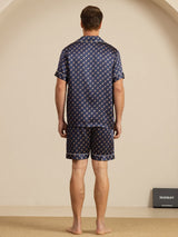 [Navy Chain] SilkSilky-AU Short Sleeve Lapel Collar Men's Pyjamas 002