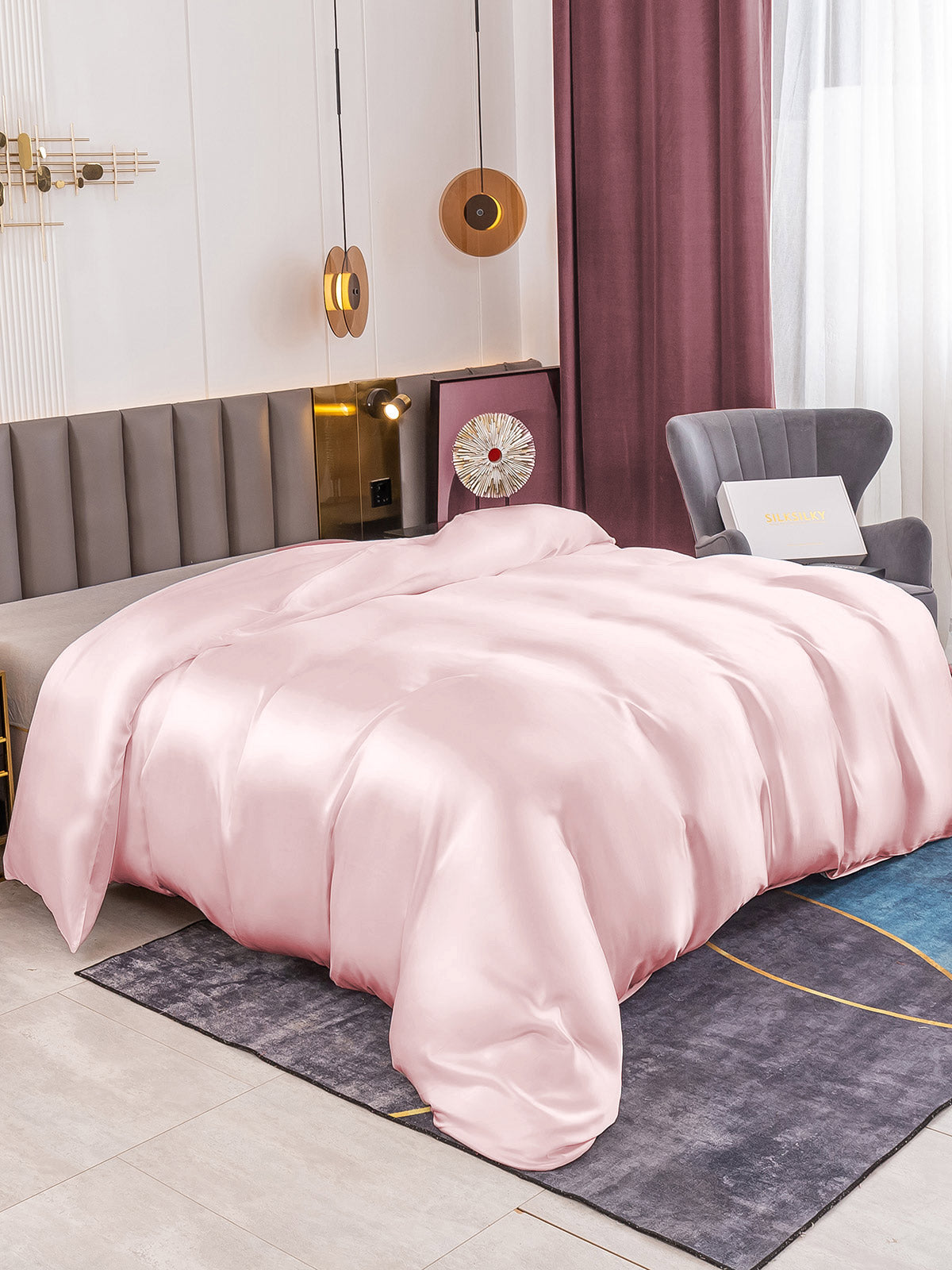 SilkSilky AU 19Momme Pure Silk Duvet Cover Pink 001