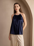 SilkSilky AU19MommeSilkSleevelessRoundNeckCamisoleDarkBlue001