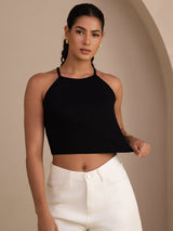 [Black] SilkSilky-AU Sleeveless Crew Neck Camisole 004