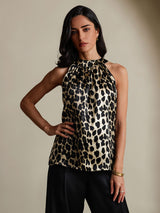 [Leopard] SilkSilky-AU 19Momme Silk Womens T-Shirt 003,
