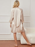 SilkSilky AU 3/4 Sleeve Nightgown&Robe Set Ivory 002