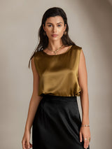 [Brown] SilkSilky-AU Sleeveless Round Neck Camisole 003