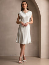 [Light Green] SilkSilky-AU Cap Sleeve V Neck Nightgown 005