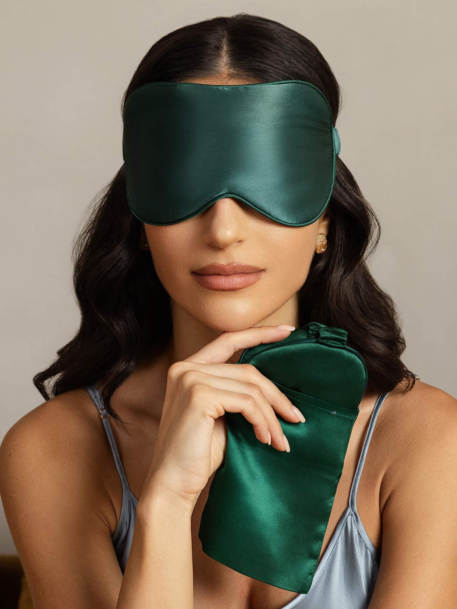 [DarkGreen] SilkSilky-AU Pure Silk Eye Mask 006