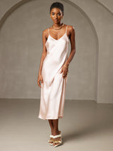 [Pink] SilkSilky-AU Sleeveless V Neck Dress 004