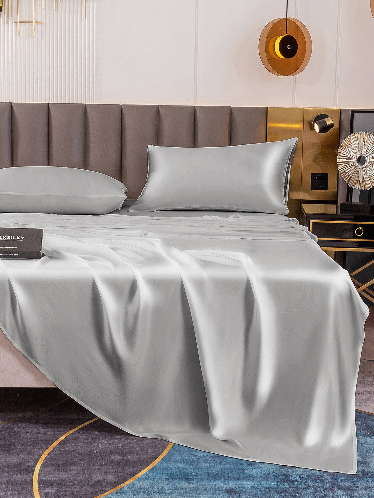 [Silver] SilkSilky-AU 19Momme Pure Silk Bedding Set 006