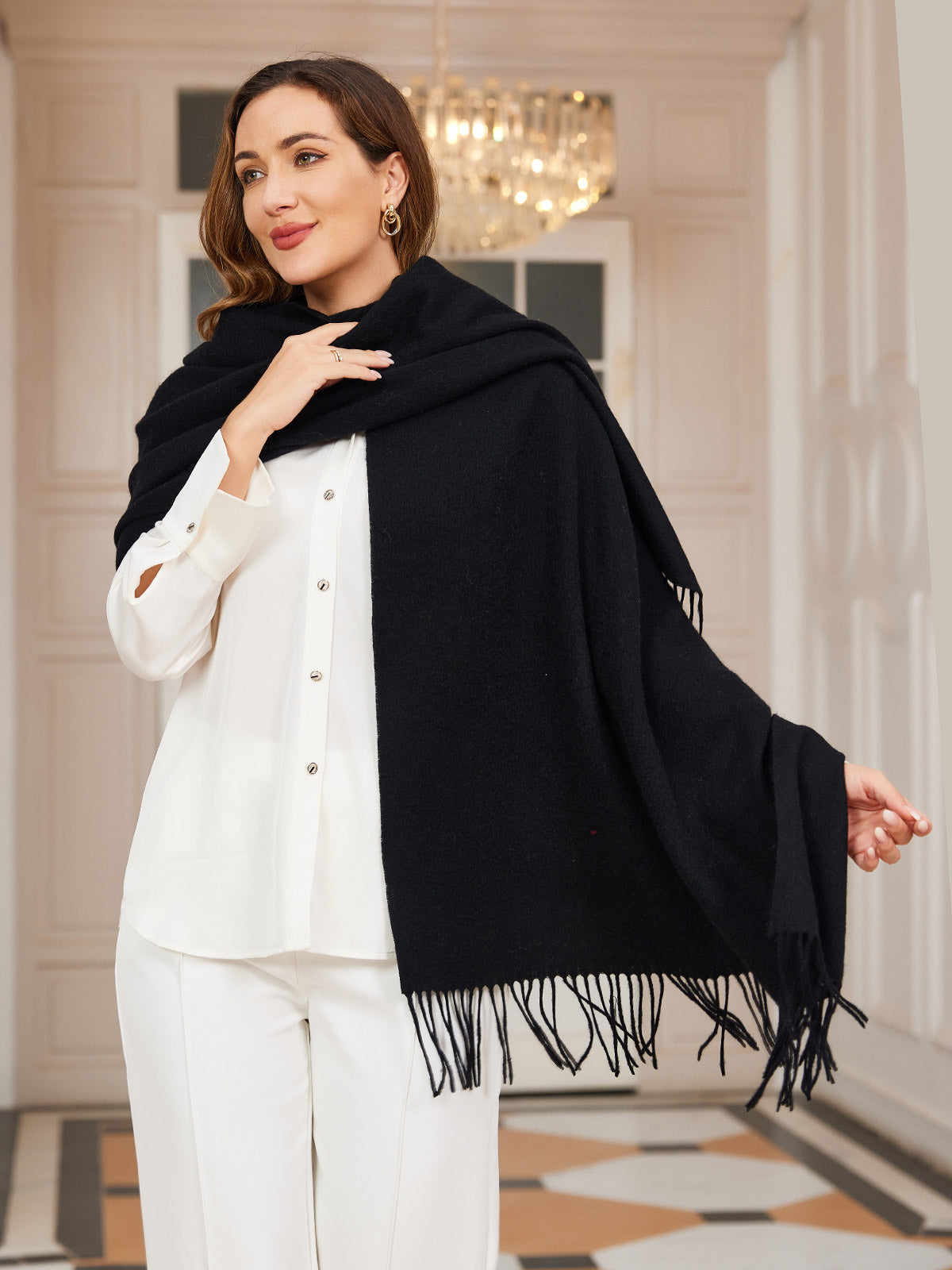 [Black] SilkSilky-AU Wool Scarf 004