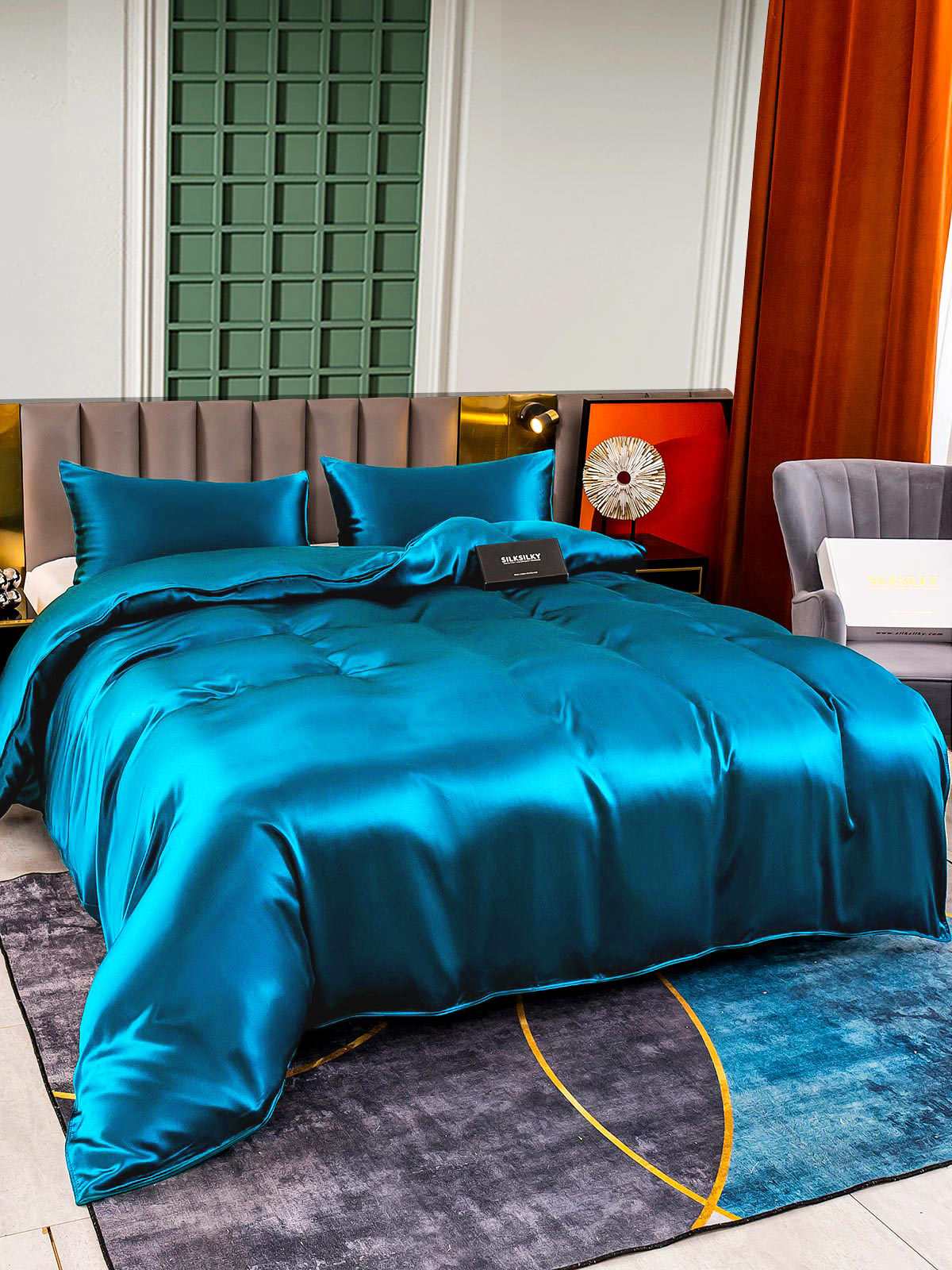 [Teal] SilkSilky-AU 25Momme Bedding Set 004