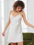 SilkSilky AU Pure Silk Sleeveless V Neck Nightgown White 001