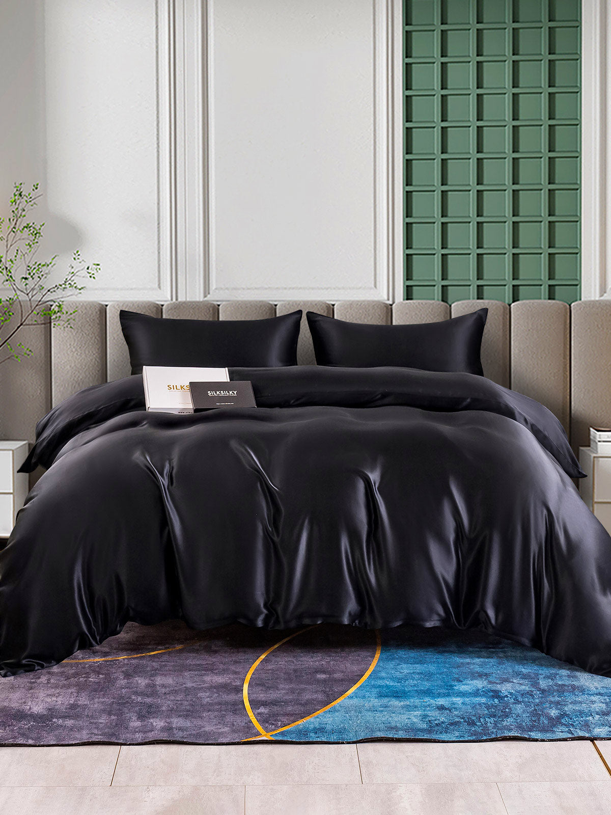 SilkSilky AU 25Momme Pure Silk Bedding Set Black 002