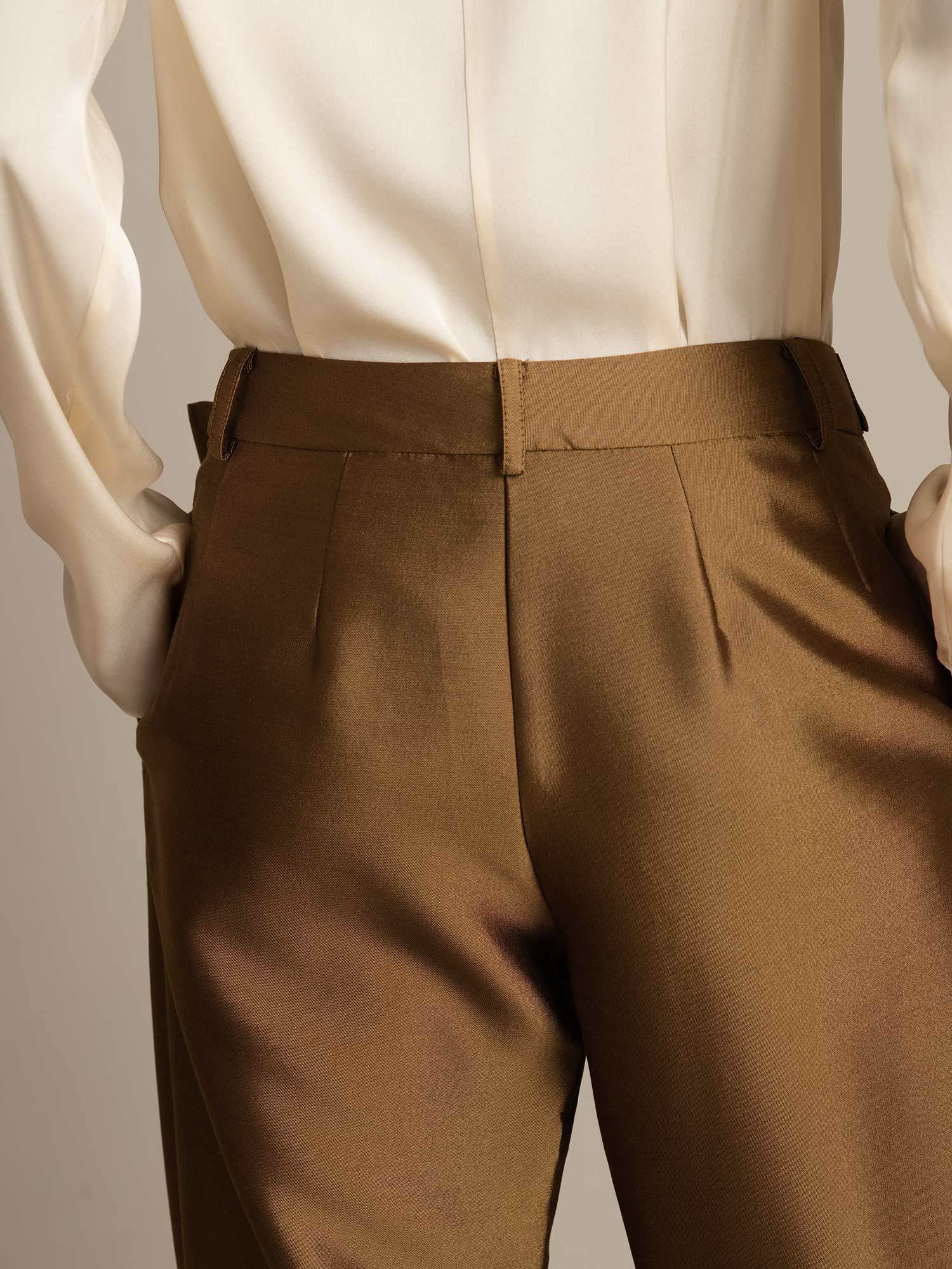 [Bronze] SilkSilky-AU 32Momme Wool Womens Pants 005