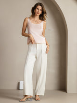 [Pink] SilkSilky-AU 19Momme Stretch Silk Charmeuse Sleeveless Scoop Neck Camisole 005