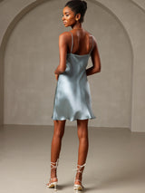 [Grayish Blue] SilkSilky-AU Sleeveless Cowl Neck Dress 002