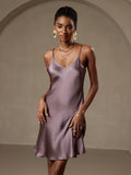 SilkSilky AU Pure Silk Sleeveless V Neck Dress PurpleGray 004