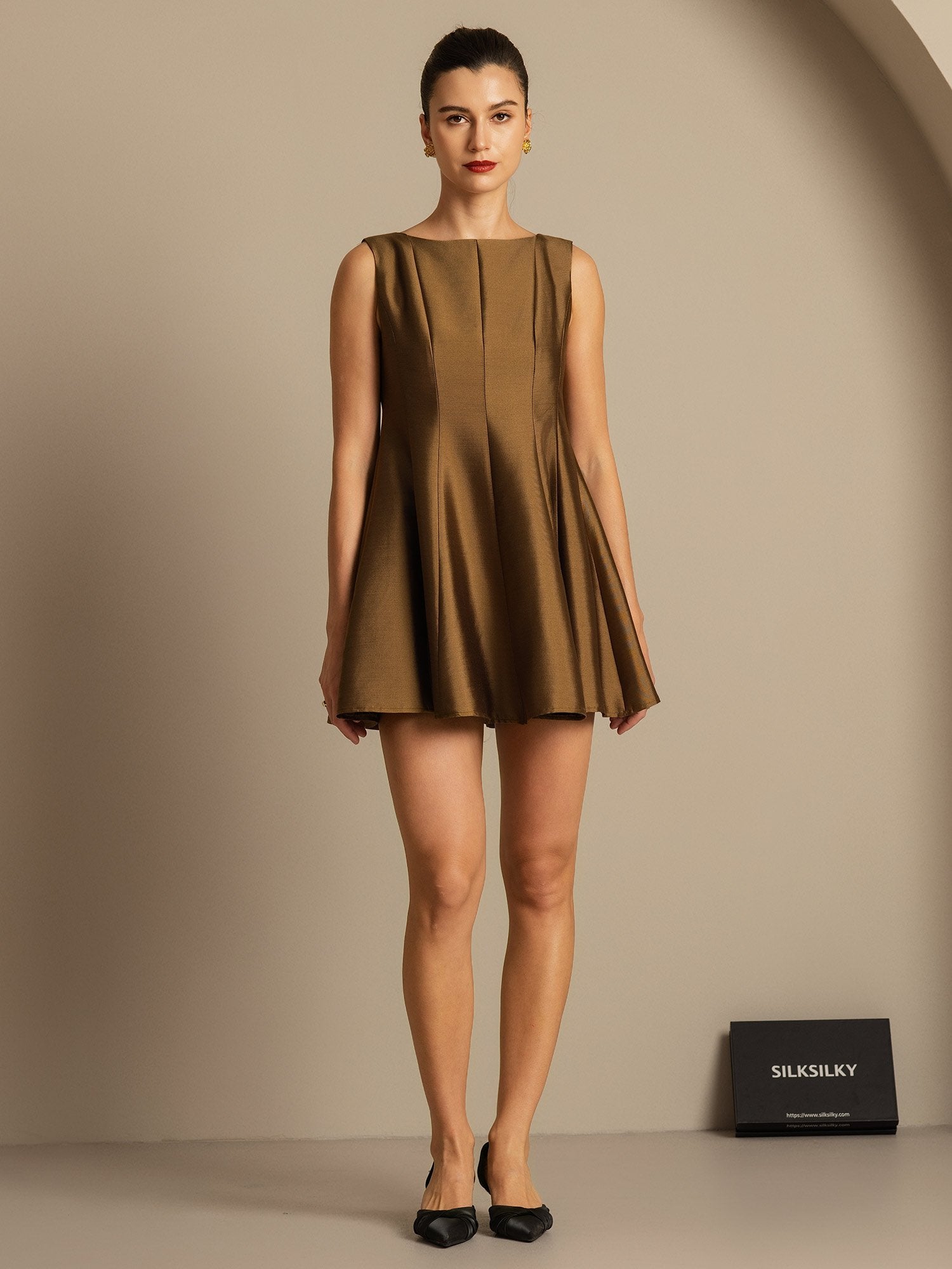 [Bronze] SilkSilky-AU 32Momme Wool Dress 007,