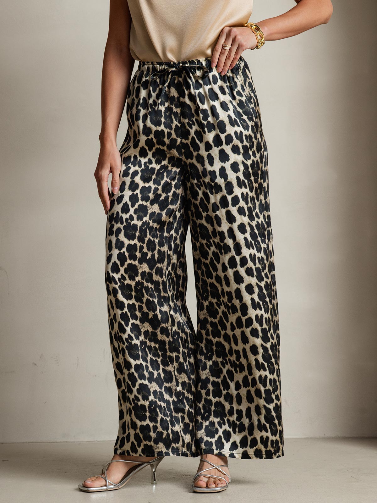 SilkSilky-AU Pure Silk Womens Pants Leopard 006