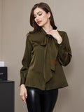 Bow Tie Silk Blouse Shirt