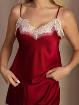[Wine] SilkSilky-AU Sleeveless V Neck Camisole Set 006