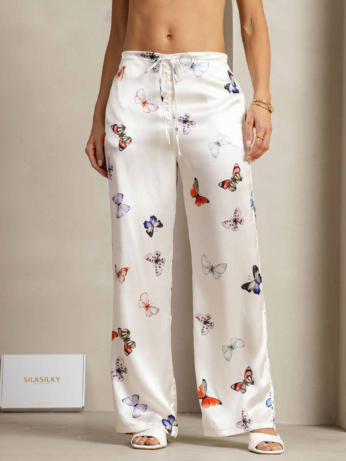 [White Butterfly] SilkSilky-AU 19Momme Silk Womens Pants 001